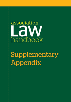 Green book cover graphic with the text Association Law Handbook Supplementary Appendix